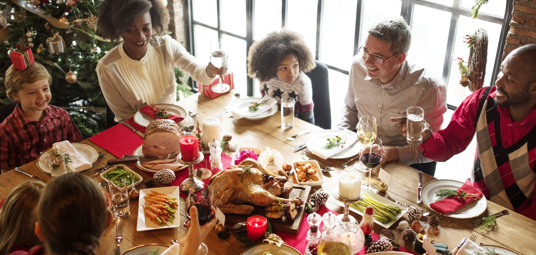 large family having Christmas Dinner